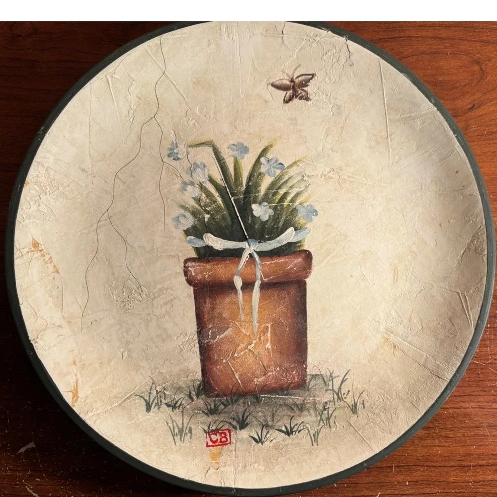 Set of 3 Decorative Plates Garden Watering Can Pots Flowers‎ Rustic Cheri Blum - Picture 4 of 10